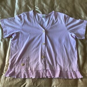 Vintage Focus Made In USA Pink Button Front Short Sleeve Shirt Size Large, A25